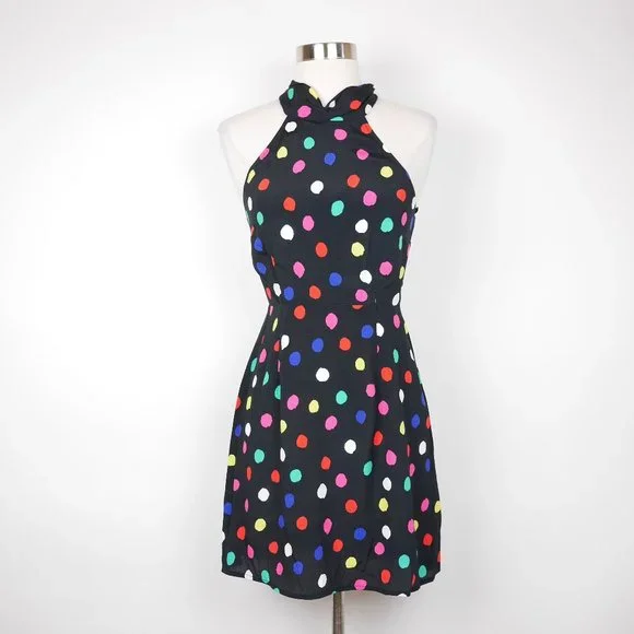 Polka Dot Sleeveless Halter Dress - Rixo for Target Black Xs Polka Dot Sleeveless Halter Dress - Rixo for Target Black Xs